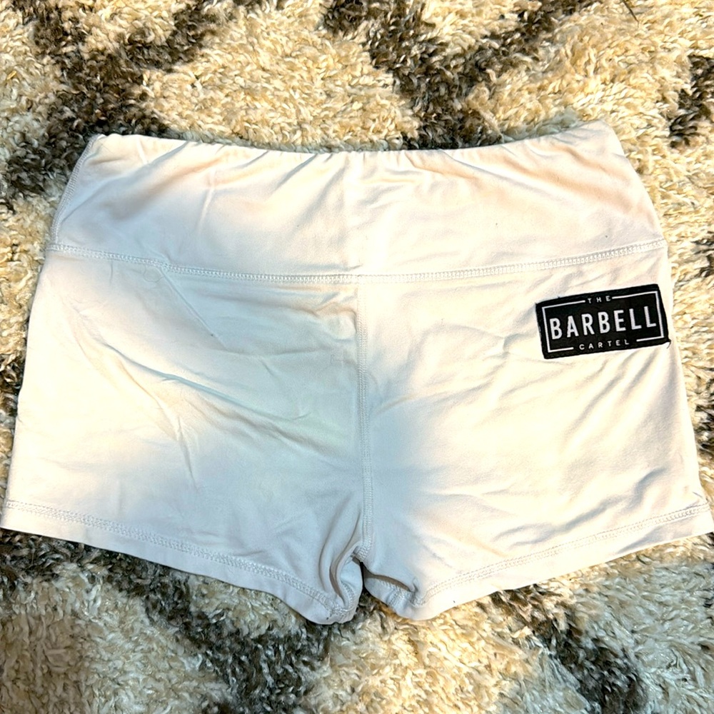 Barbell Cartel 2.5 inch shorts, white, medium